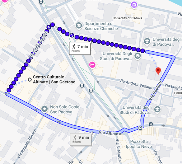Map to Altinate San Gaetano Cultural Centre